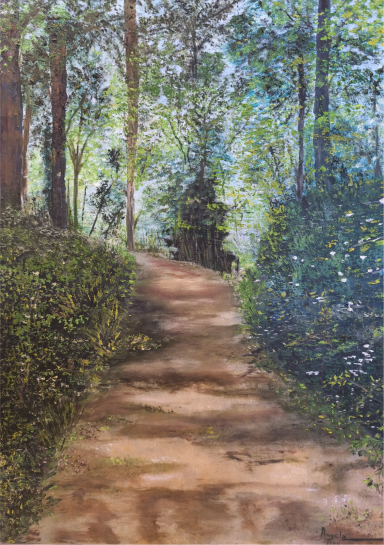 Paseo por Sant Quirze Safaja Ida - Óleo sobre lienzo, Ángela Navarro