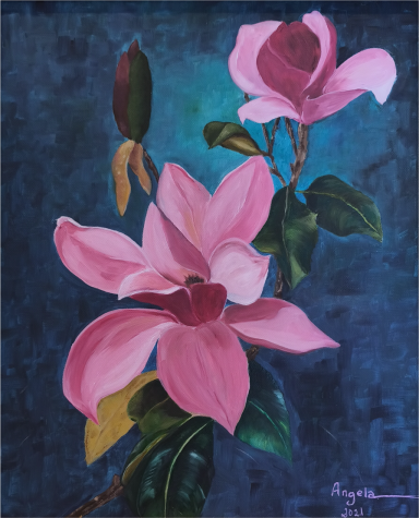 Magnolia Rosa, óleo sobre lienzo, Ángela Navarro