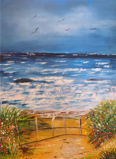 Paisaje Marino, óleo sobre lienzo, Ángela Navarro