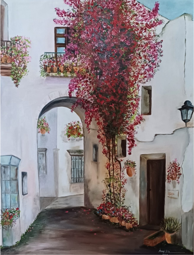 Casa de Leo, óleo sobre lienzo, Ángela Navarro