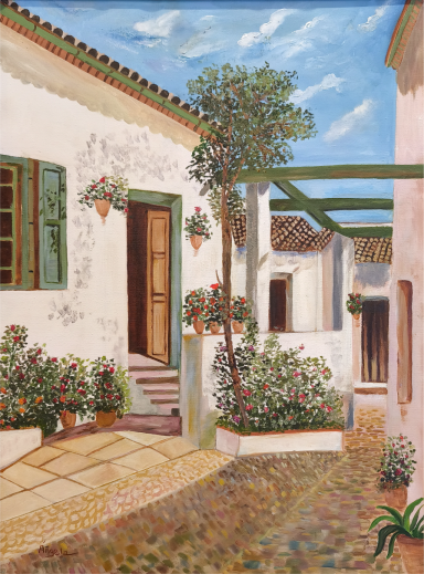 Patio Cordobés, óleo sobre lienzo, Ángela Navarro