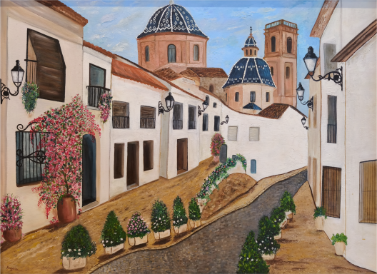 Iglesia de Altea, óleo sobre lienzo, Ángela Navarro